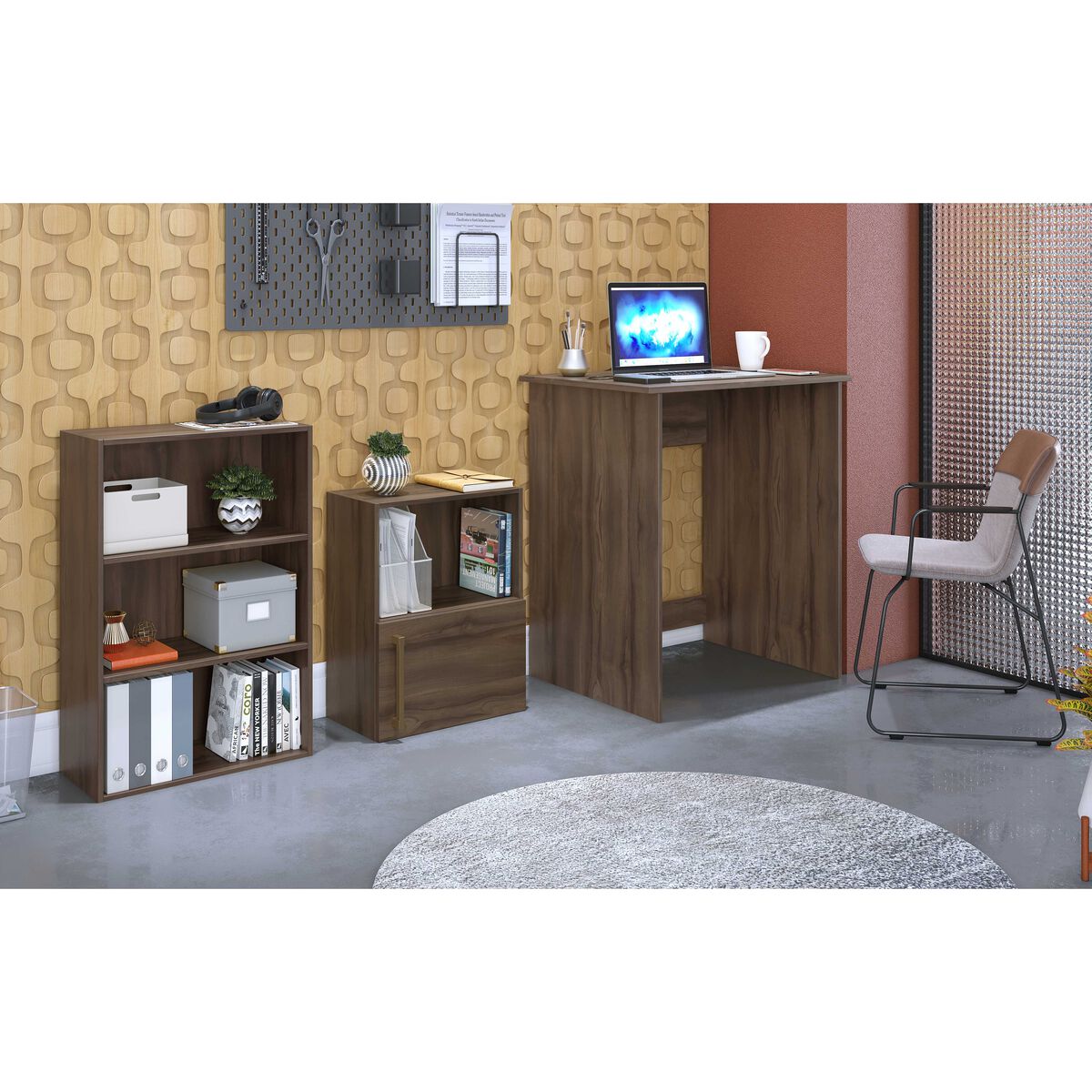 Escritorio + Estante + Librero Mobilo Mini Home Café Wood