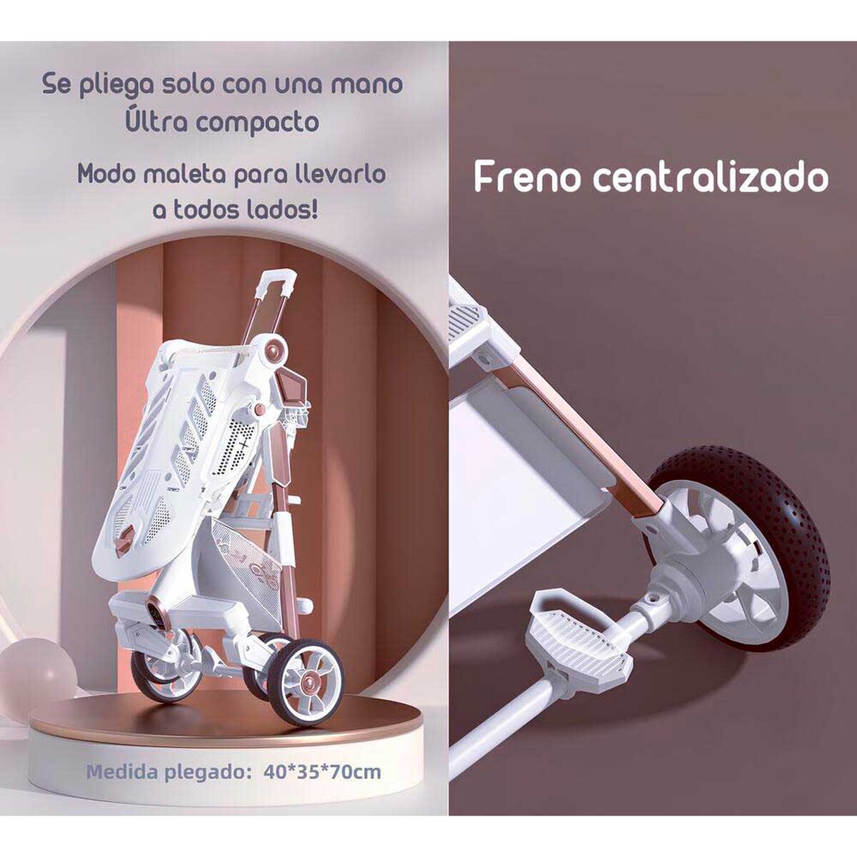 Coche de Paseo 360° con Mesita Lubabycas Negro