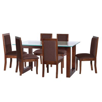 Juego de Comedor Latam Home Pamplona Segovia 6 Sillas Cuero Negro