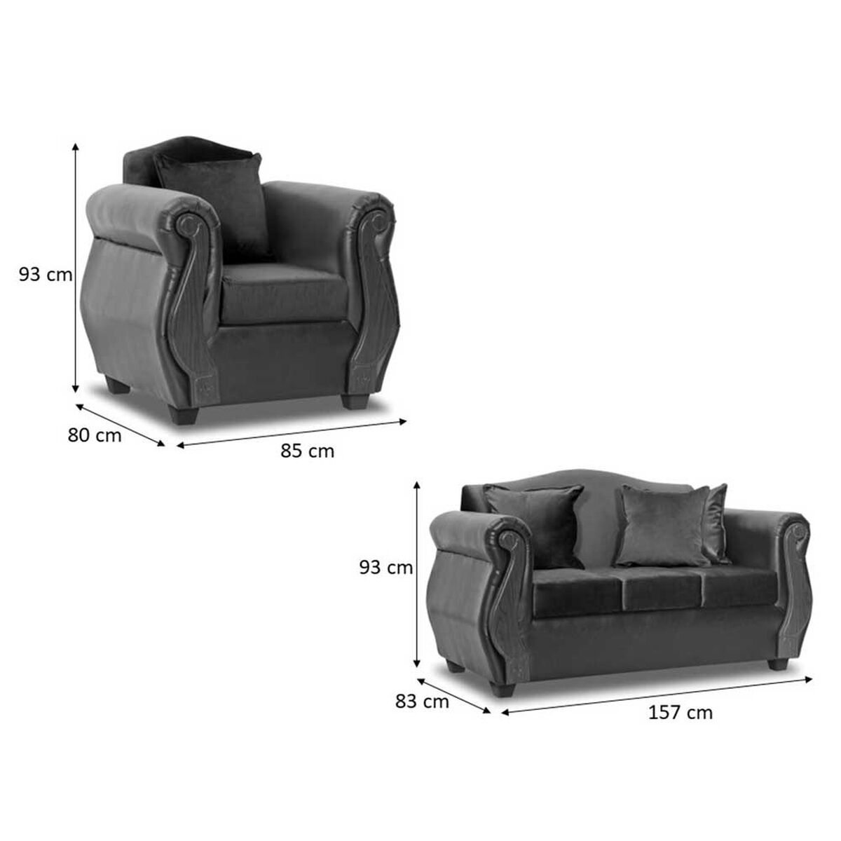 Juego de Living Innovamuebles New Bugambilia Sofá 3 Cuerpos + Dos Butacas 1 Cuerpo Chocolate