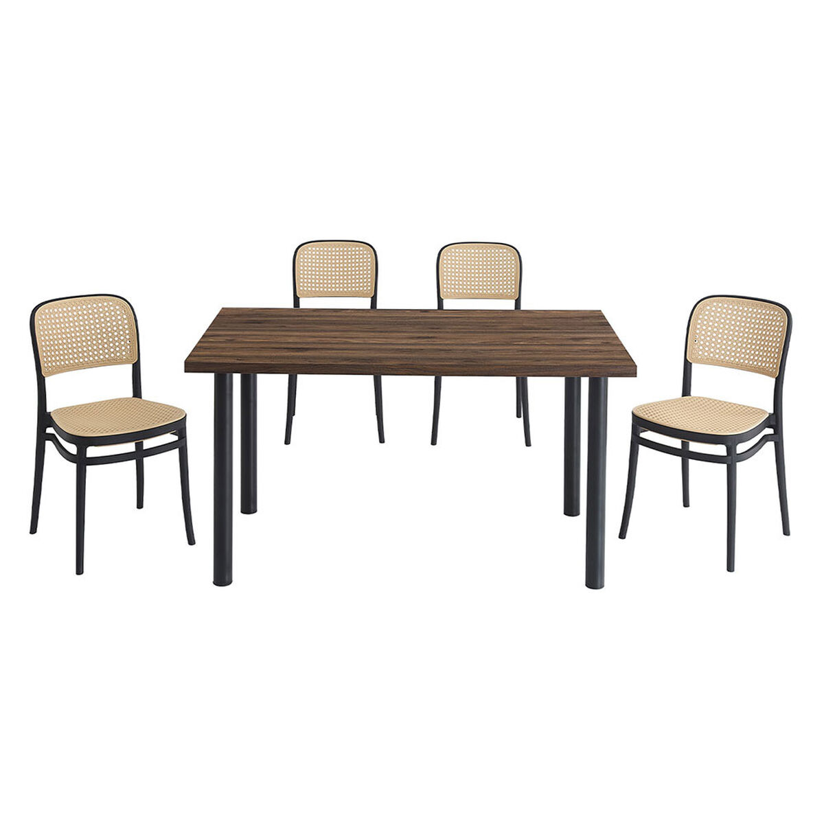 Juego de Comedor Vekkahome Alma Duna 4 Sillas Caf&eacute;