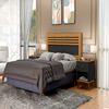 Combo Cama Europea Belsogno Base Dividida 2 Plazas Premium + Respaldo + 2 Veladores Casanova 2 Plazas Naturale Negro