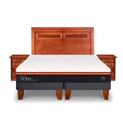 Imagen 1 del producto Cama Europea CIC Base Dividida 2 Plazas Bee Comfort + Respaldo + 2 Veladores