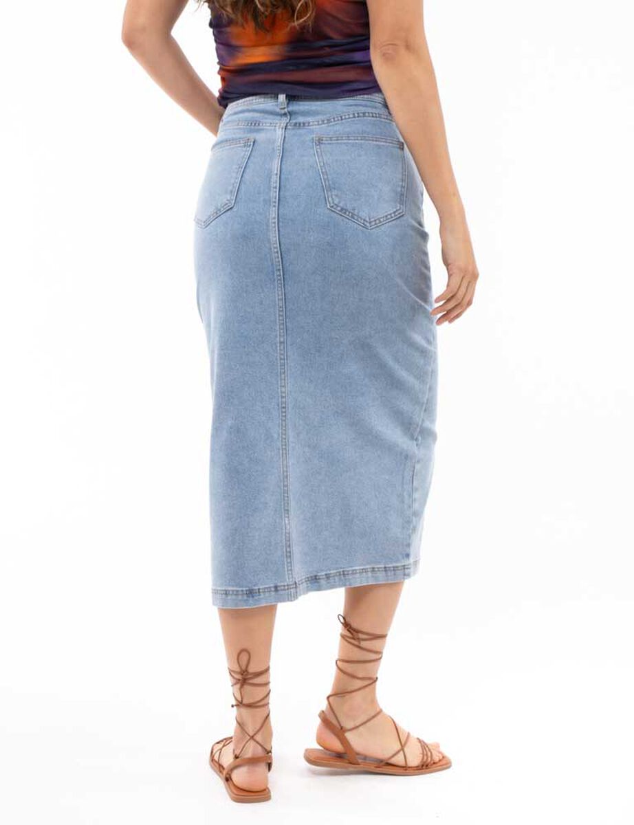 Falda Midi De Mezclilla Mujer Zibel