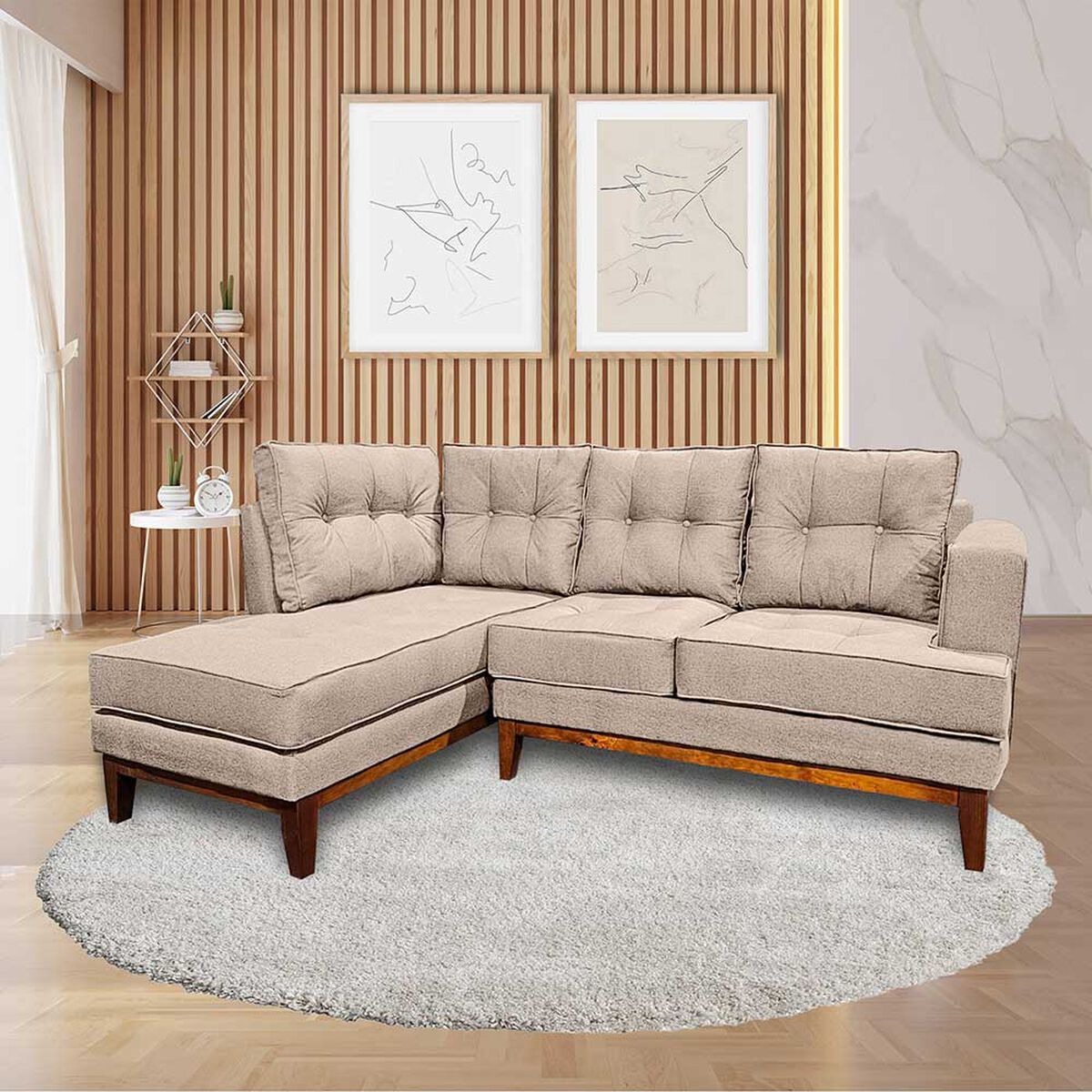 Sof&aacute; Seccional Izquierdo Living Factory Ma&ntilde;io 4 Cuerpos Beige