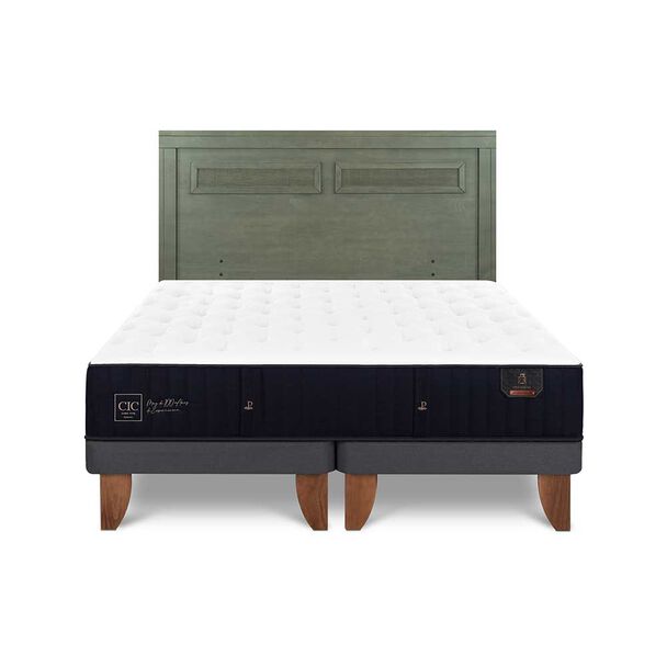 Cama Europea CIC Base Dividida King Premium + Respaldo Milan Olivo