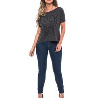 Polera Manga Corta Mujer Rock Caviar Gris