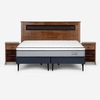 Cama Europea Rosen Base Dividida King Indie + Respaldo + 2 Veladores Ferrera