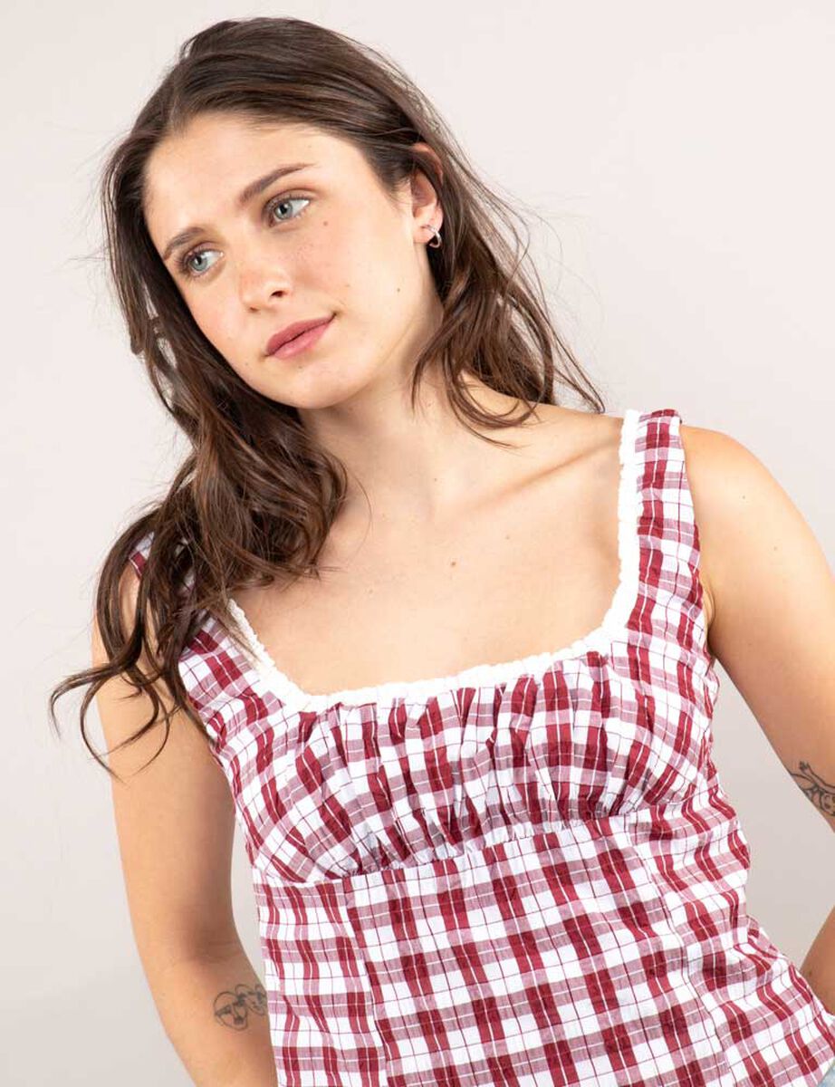 Polera Tartán Sin Mangas Mujer Icono