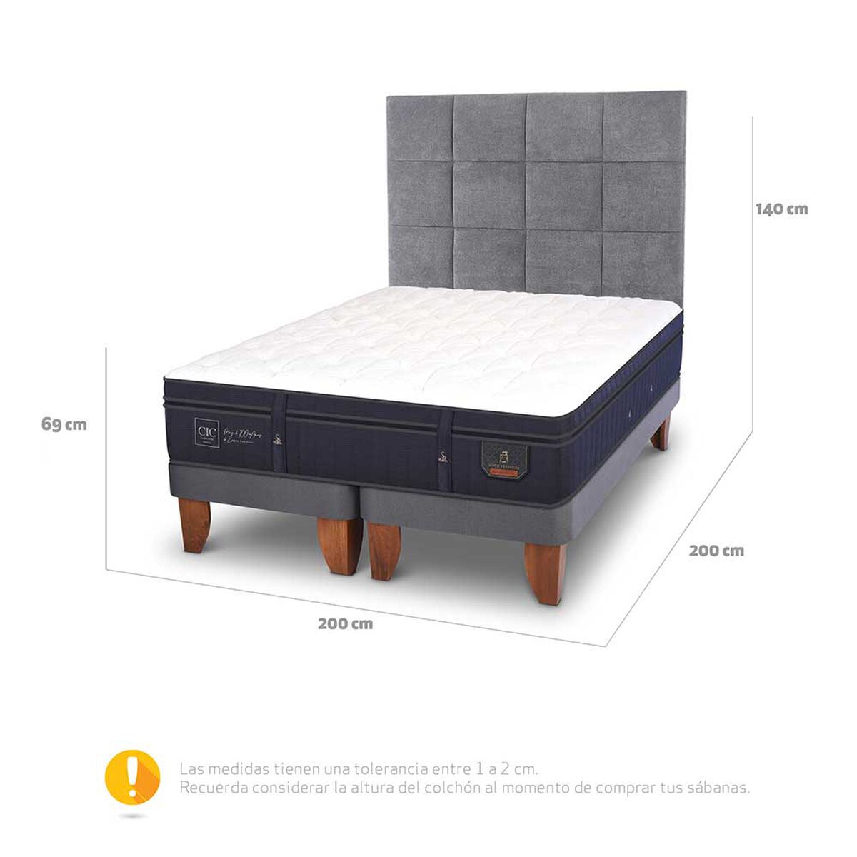 Cama Europea CIC Base Dividida S&uacute;per King S&uacute;per Premium + Respaldo Tamesis