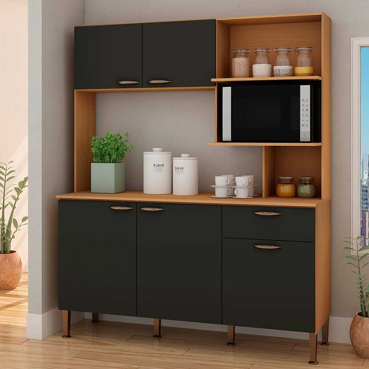 Kit Cocina Vekkahome Bella 4 Puertas 2 Cajones Gris