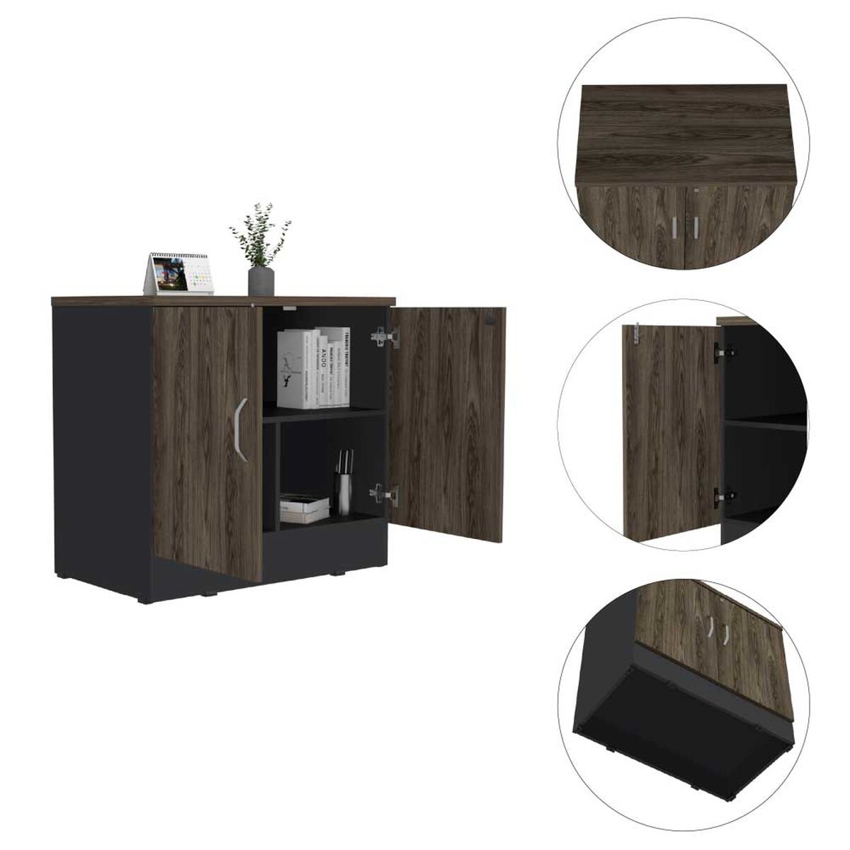 Mueble Archivador TuHome Home Office Negro Soft Coñac