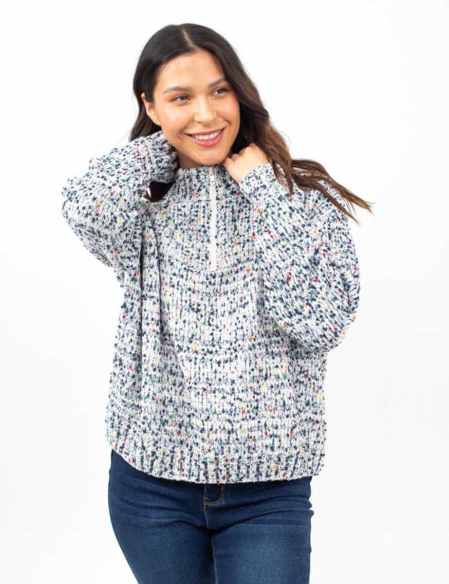Sweater Con Cierre En Cuello Mujer Icono