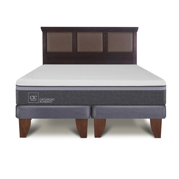 Cama Europea CIC Base Dividida King Ortopedic Advance + Respaldo New Torino Chocolate