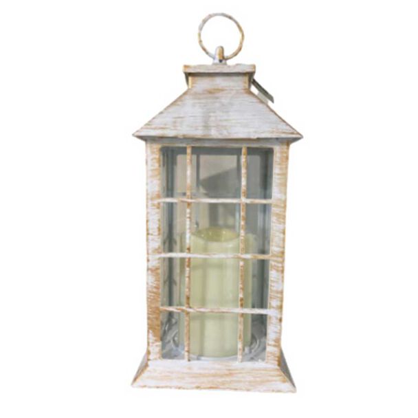 Fanal con Vela Led Plástico Vgo  31 x 14 cm Blanco