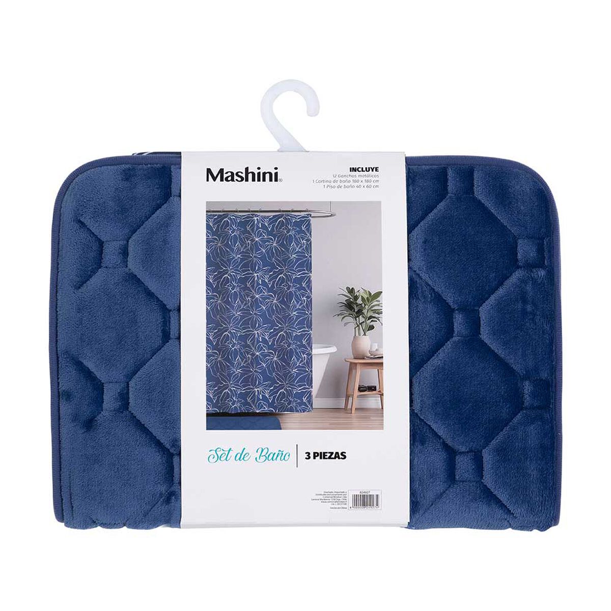 Set Cortina de Baño 3 Piezas Mashini Retazo Multicolor