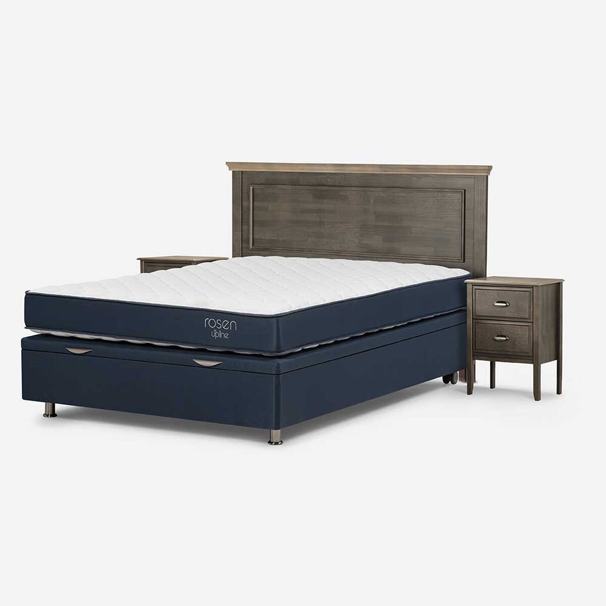 Boxet Rosen 2 Plazas UpLine + Respaldo + 2 Veladores Anna