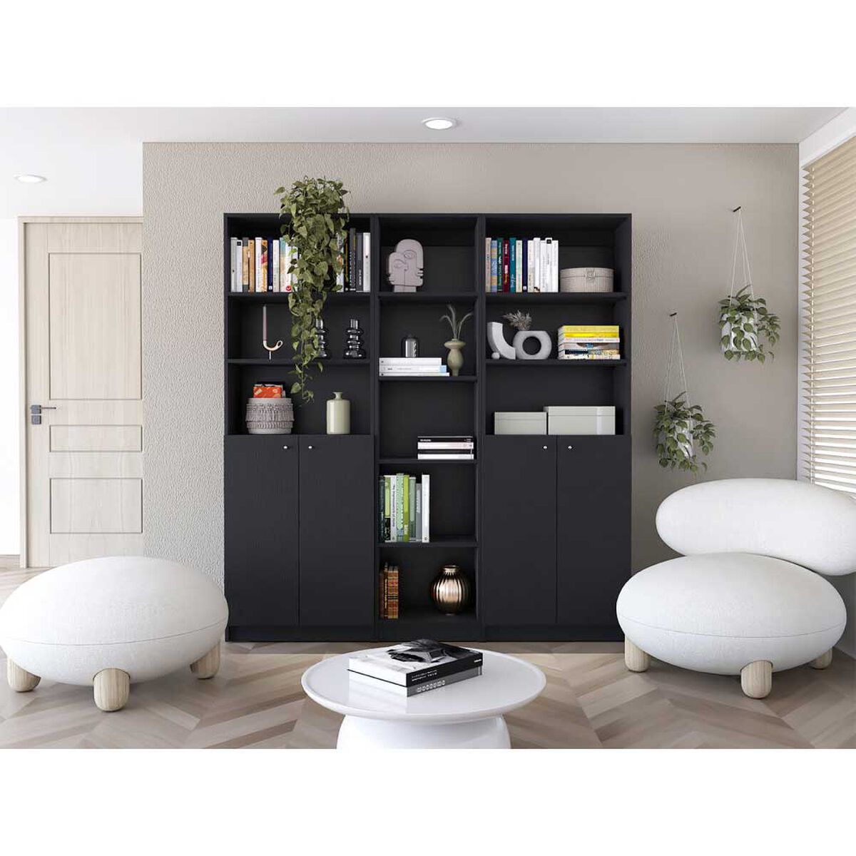 2 Estantes 2 Puertas + Estante 45 cm TuHome Home Wengue