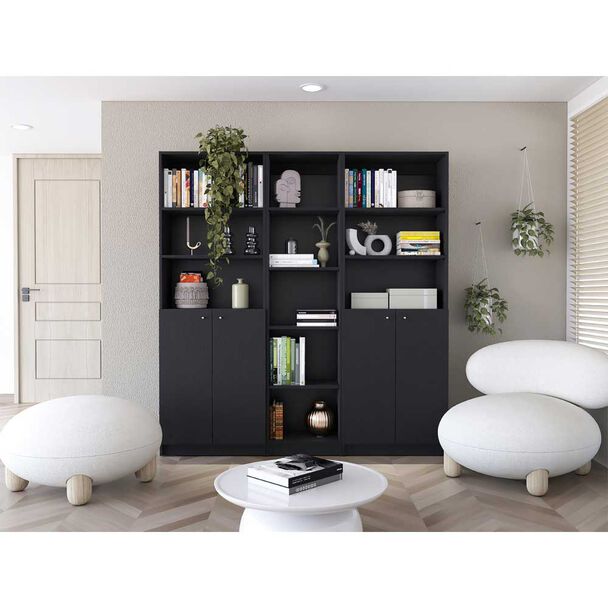 2 Estantes 2 Puertas + Estante 45 cm TuHome Home Wengue