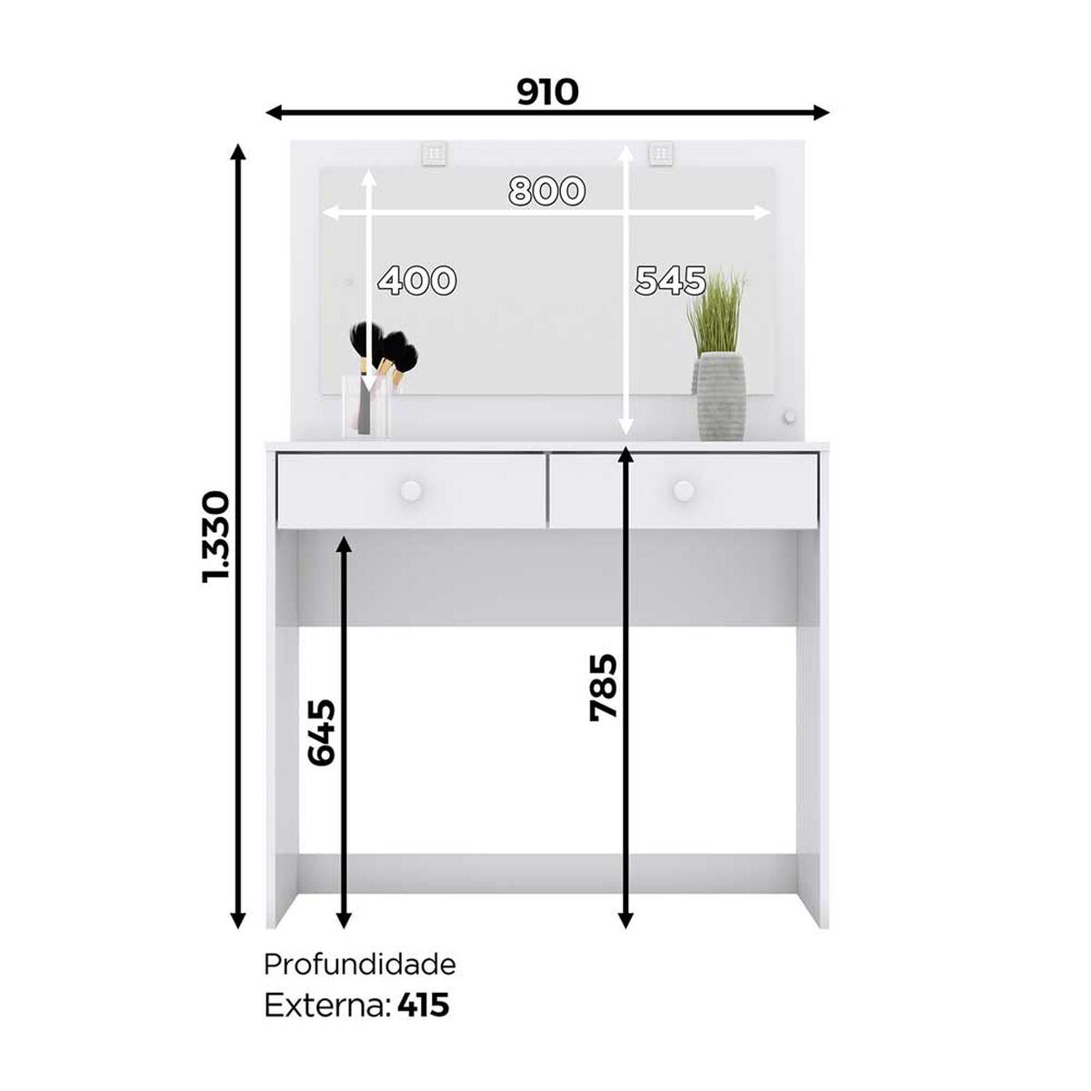Tocador Home Mobili Sunsol 2 Cajones Blanco