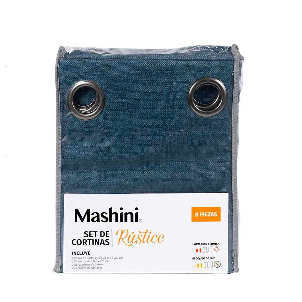 Set de Cortinas Mashini Atacama 140 x 220 cm Azul