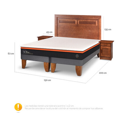 Imagen 2 del producto Cama Europea CIC Base Dividida 2 Plazas Bee Comfort + Respaldo + 2 Veladores