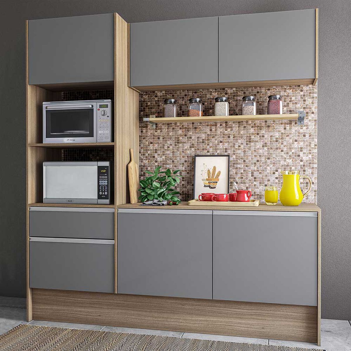 Mueble de Cocina Vekkahome Virginia 1 Cajón 6 Puertas Café