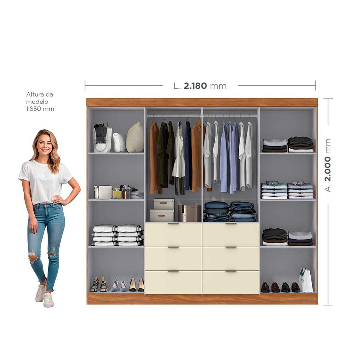 Closet Di Poretti Design Click 4 Puertas 6 Cajones Caf&eacute; Blanco