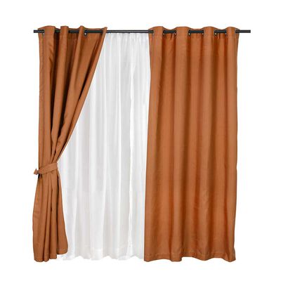 Set de Cortinas Mashini Pucon 140 x 220 cm Ladrillo
