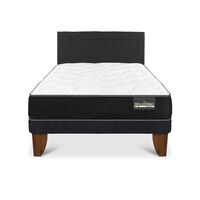 Cama Europea Belsogno 1,5 Plazas Plus + Respaldo Black