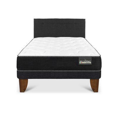 Imagen 1 del producto Cama Europea Belsogno 1,5 Plazas Plus + Respaldo Black