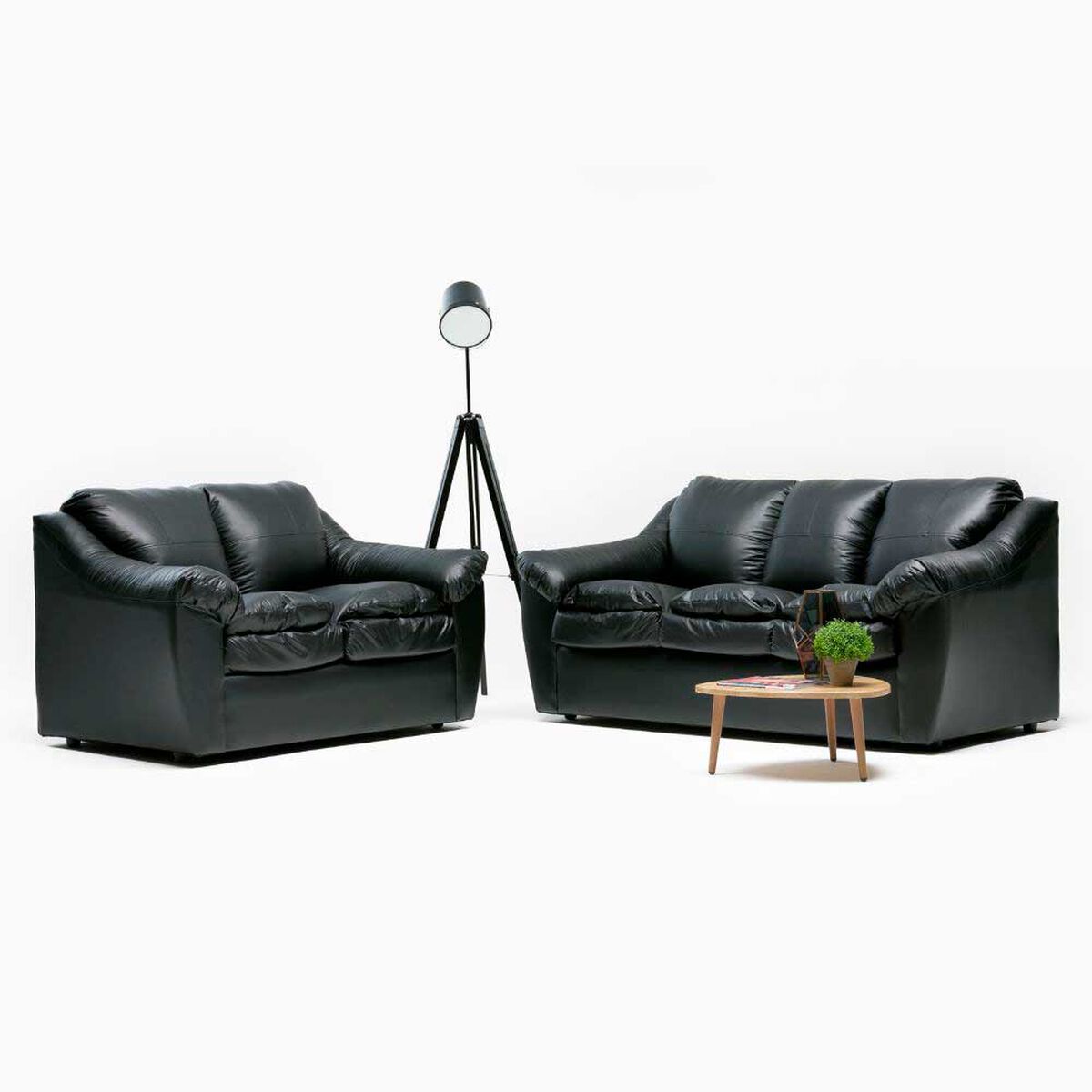 Juego de Living Cabsur Galicia Sofá 3 Cuerpos + Sofá 2 Cuerpos PU Negro