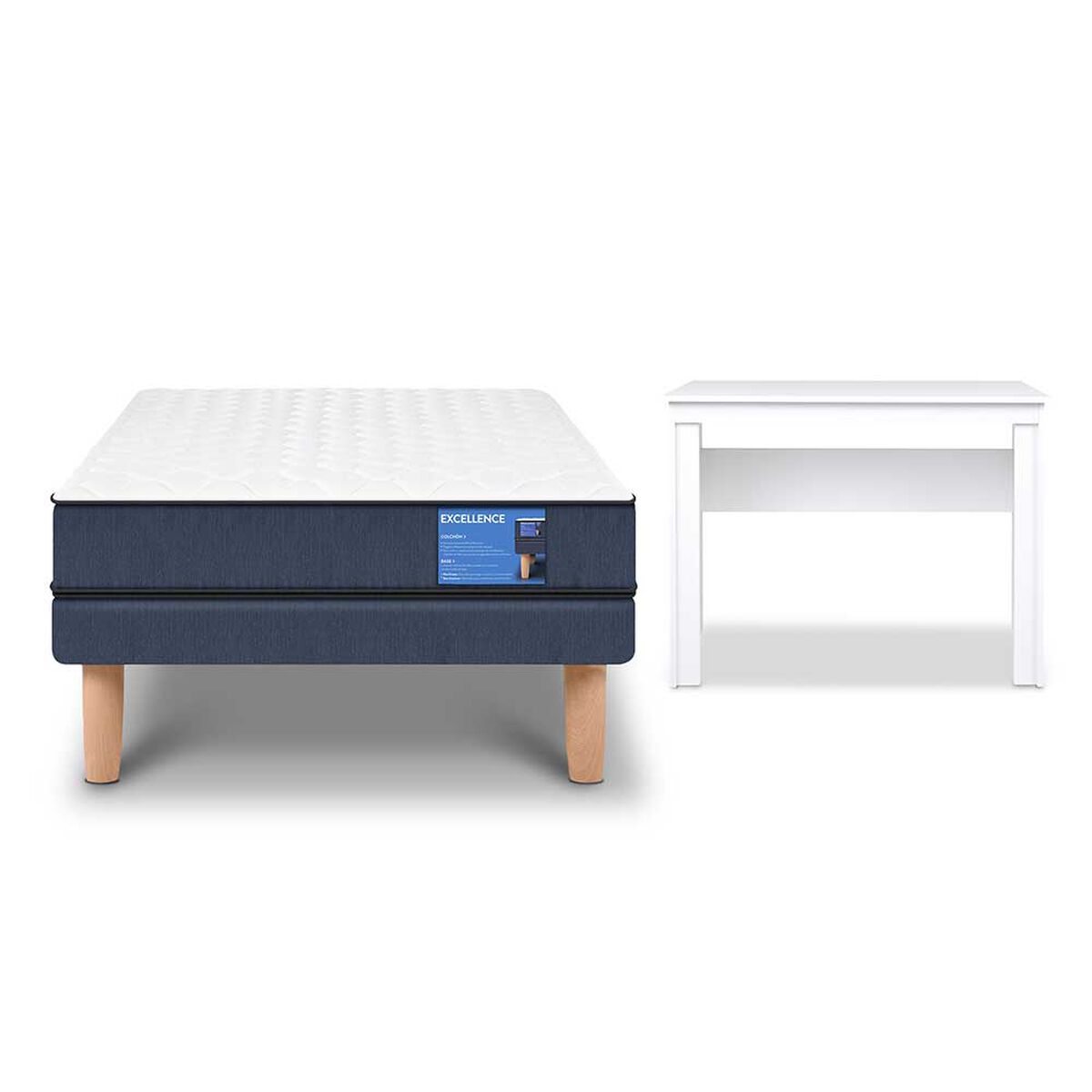 Combo Cama Europea CIC 1 Plaza Excellence + Escritorio Basic Blanco
