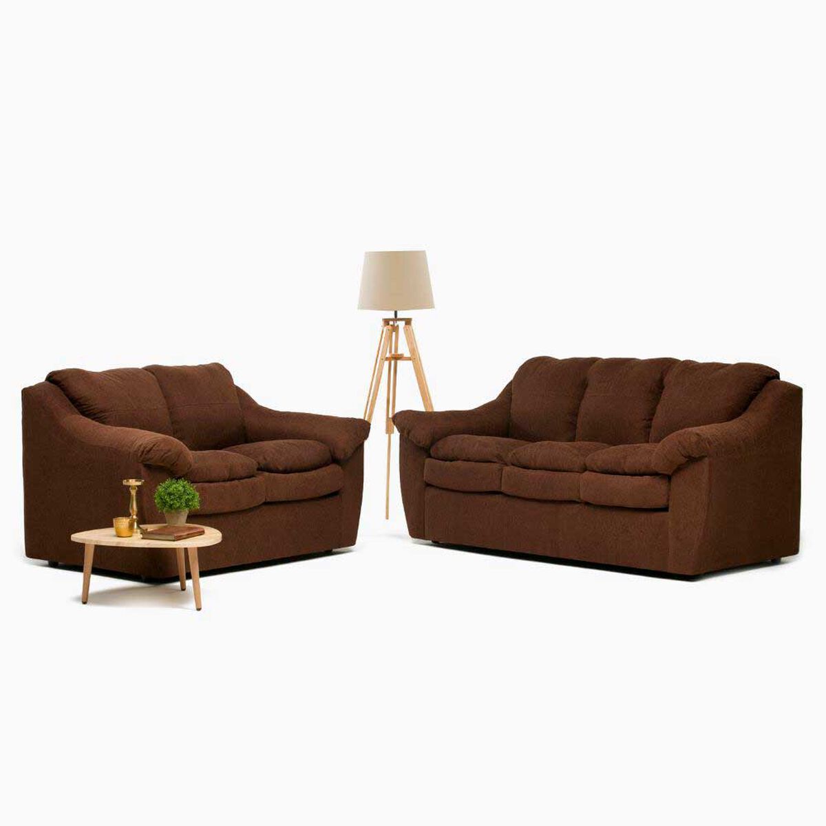 Juego de Living Cabsur Galicia Sofá 3 Cuerpos + Sofá 2 Cuerpos Chenille Chocolate