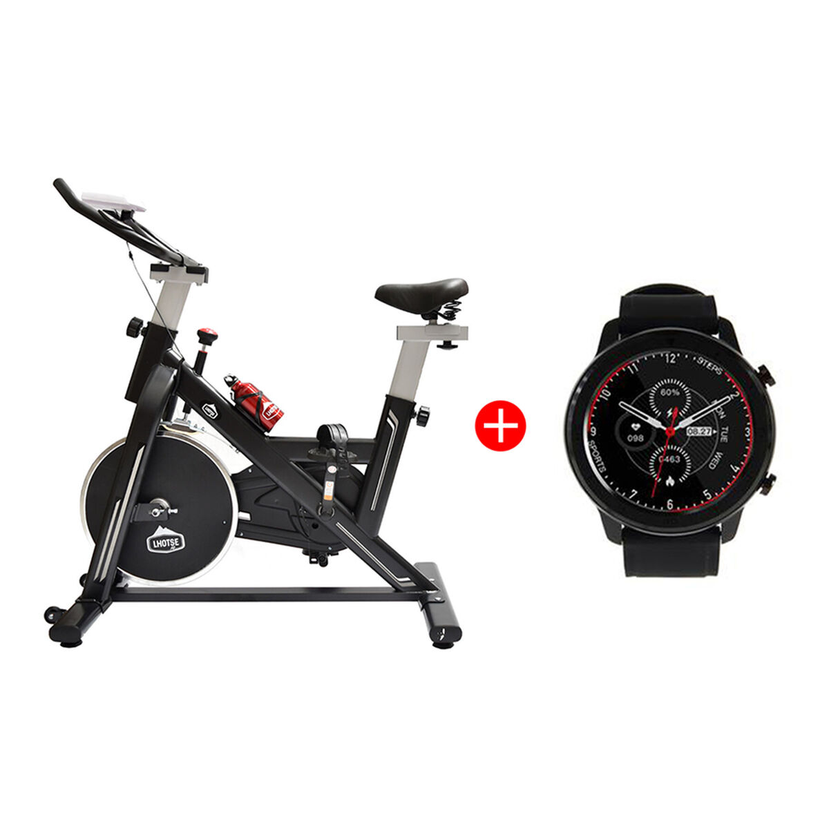 Combo Bicicleta Estática Lhotse + Smartwatch Lhotse RD7 Negro
