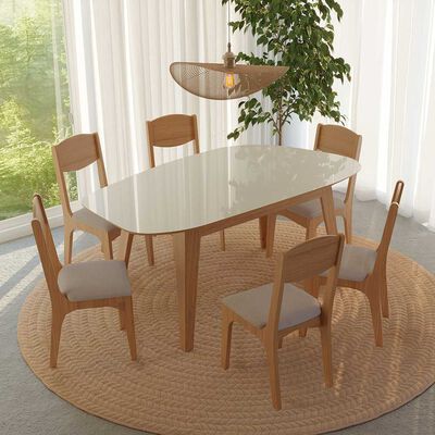 Comedor Decocasa Tm88 Sillas Off White Castaño