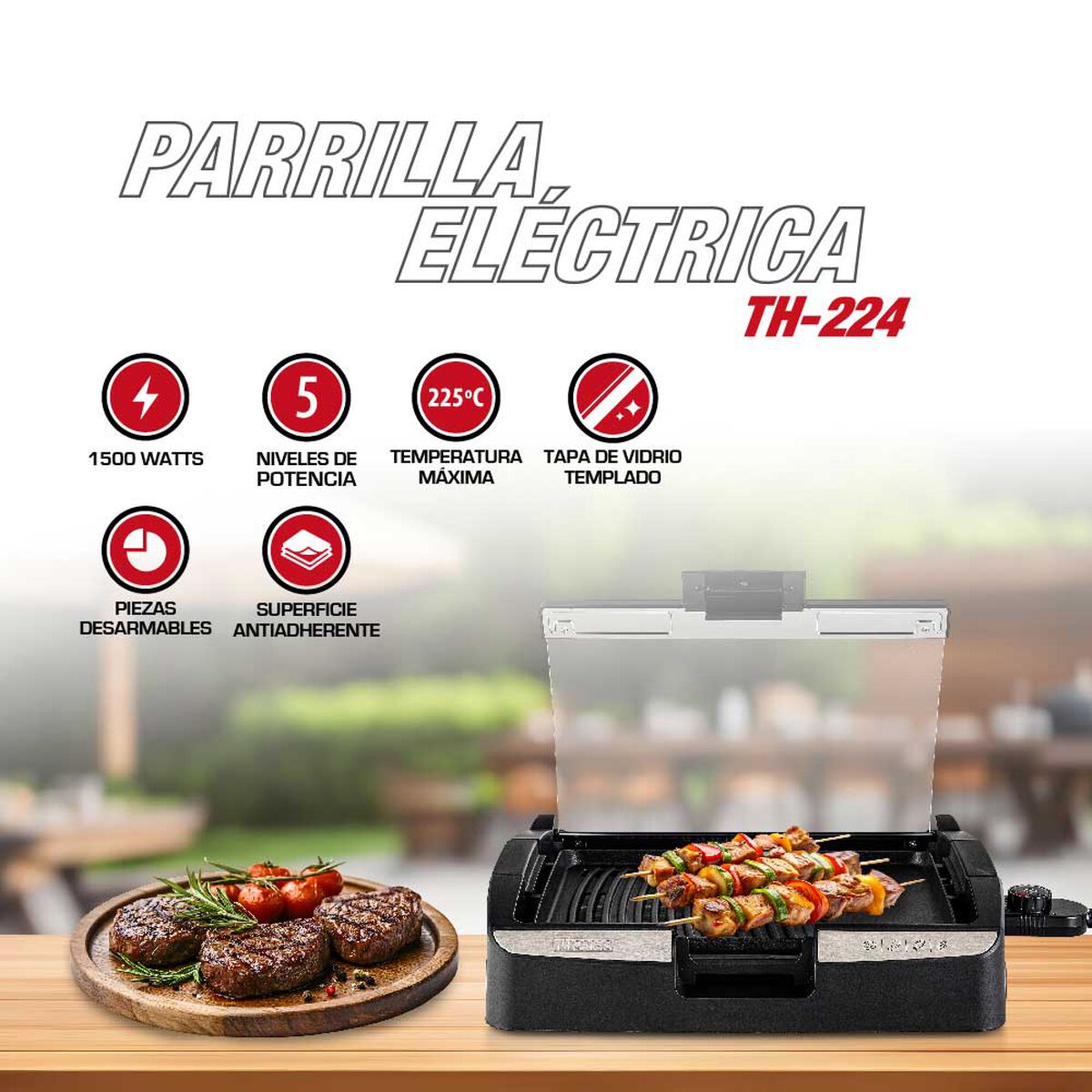 Parrilla Eléctrica Thomas TH-224 1800W