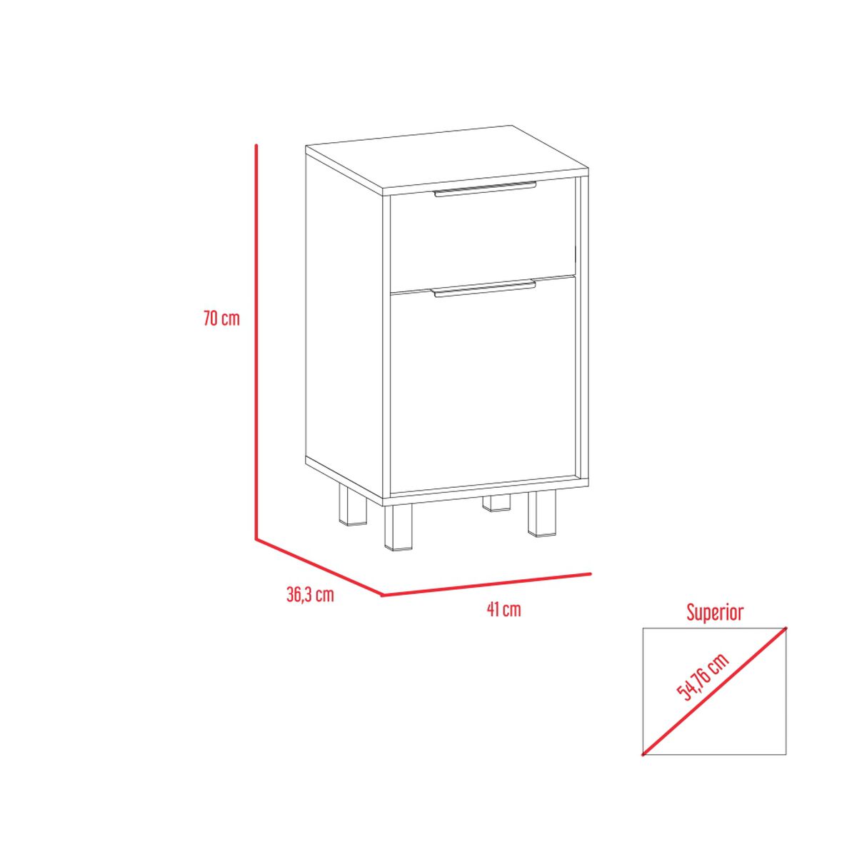 Velador TuHome Kaia 1 Cajón Miel/Blanco