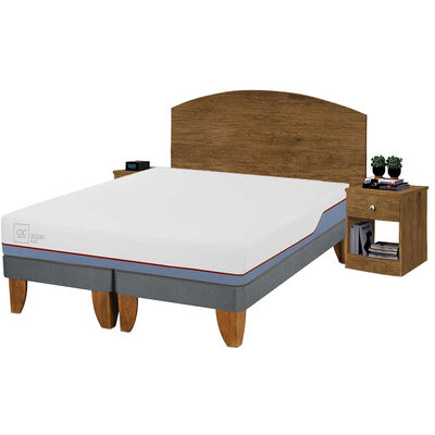 Imagen 1 del producto Combo Cama Europea CIC Base Dividida 2 Plazas Excellence Plus + Respaldo + 2 Veladores Casanova 2 Plazas Jequitiba