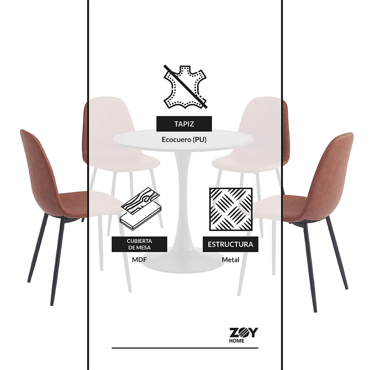 Juego de Comedor Zoy Home Saona Café 4 Sillas