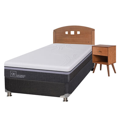 Imagen 2 del producto Box Spring CIC 1,5 Plazas Ortopedic Advance + Respaldo + Velador New Gales