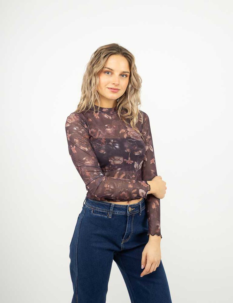 Polera Crop Manga Larga Mujer Icono