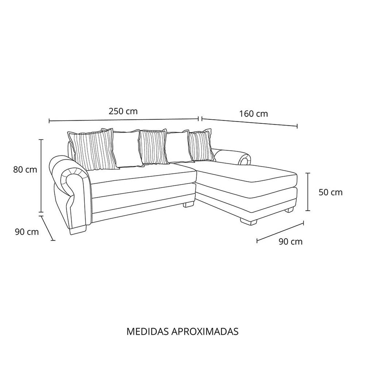 Sof&aacute; Seccional Living Factory Arizona 4 Cuerpos Beige