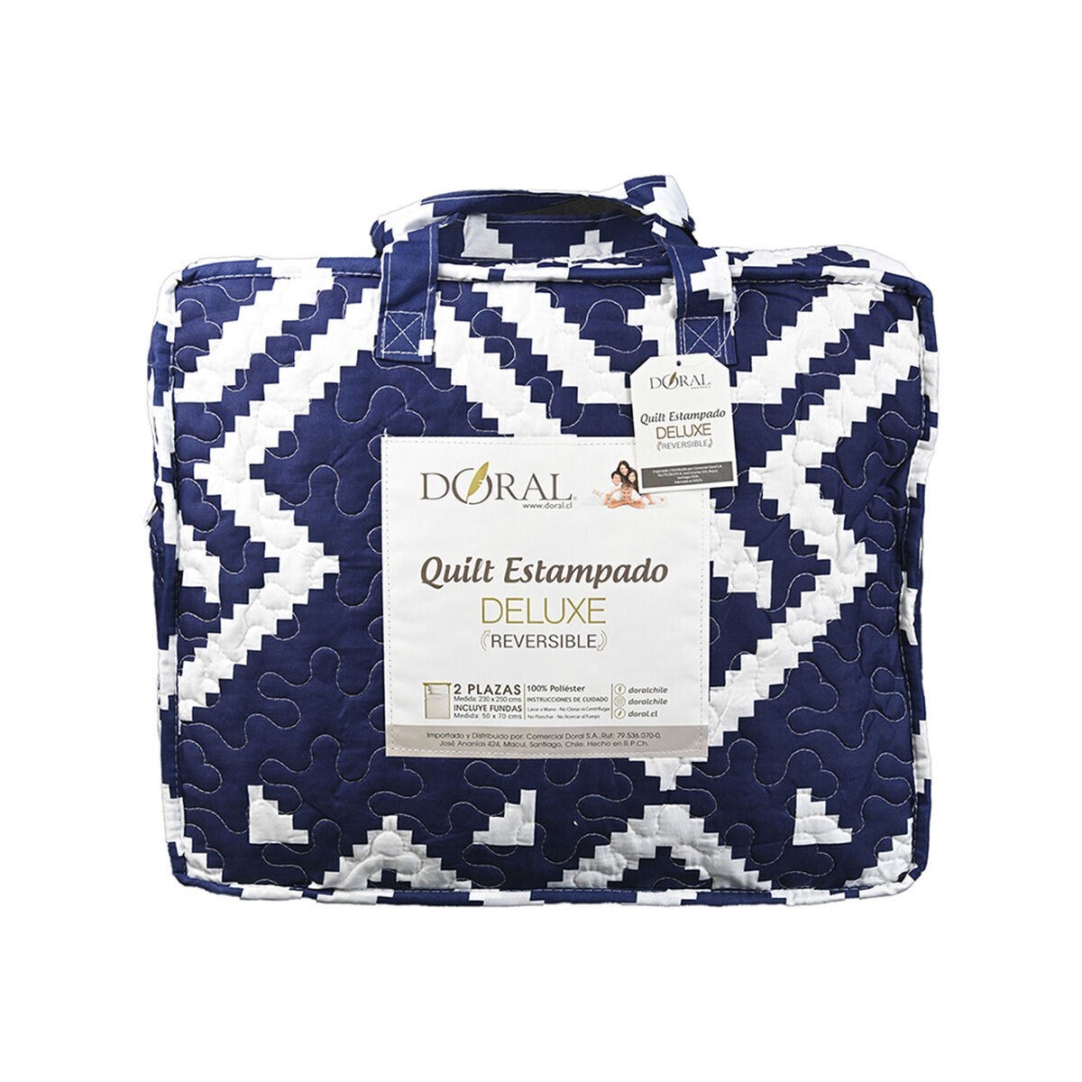 Quilt Doral 2 Plazas Patchwork Azul