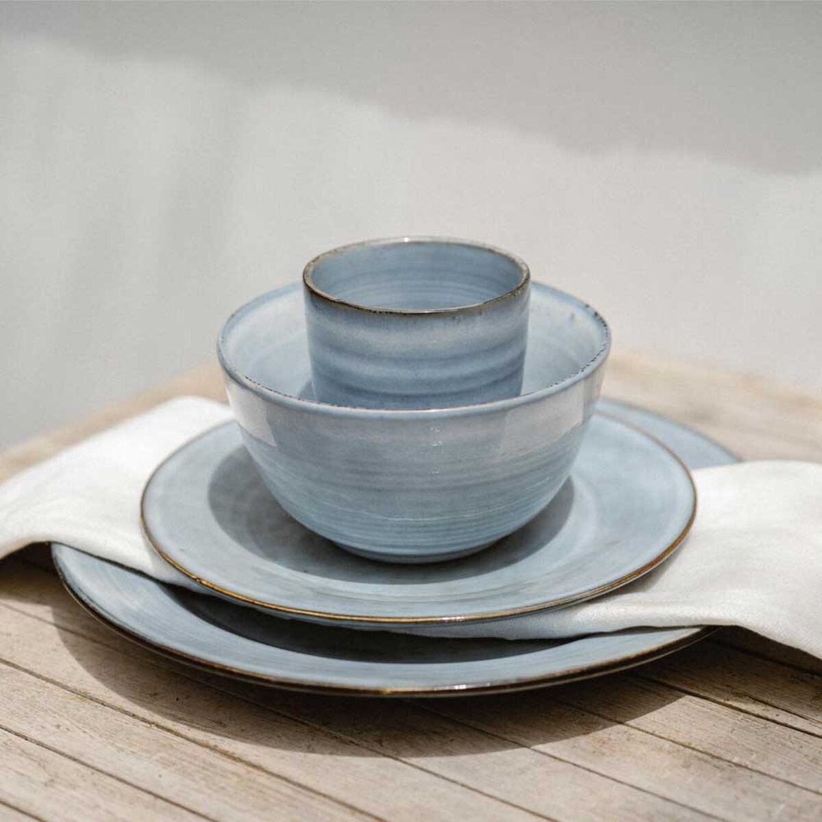 Juego de Vajilla Simplit Amalfi Cerámica Gres 16 Piezas Azul