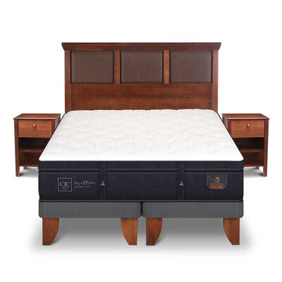 Cama Europea CIC Base Dividida King Súper Premium + Respaldo + Veladores