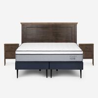 Cama Europea Rosen Base Dividida King Indie + Respaldo + 2 Veladores Anna