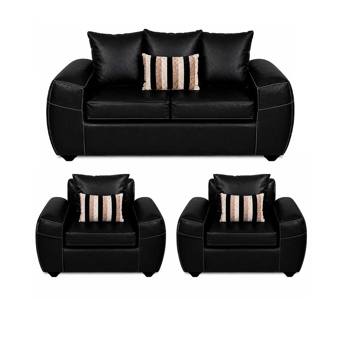 Juego de Living Elegant Detail New Houston 2-1-1 Cuerpos Negro
