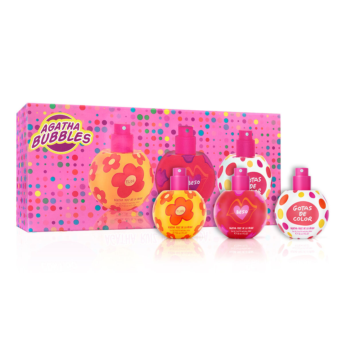 Set Bubbles Gotas de Color EDT 30 ml + Beso EDT 30 ml + Flor EDT 30 ml