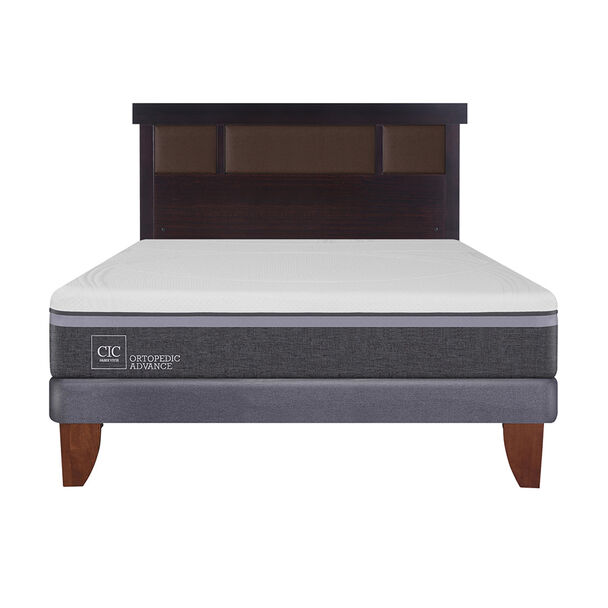 Cama Europea CIC 2 Plazas Ortopedic Advance + Respaldo Dublin Chocolate